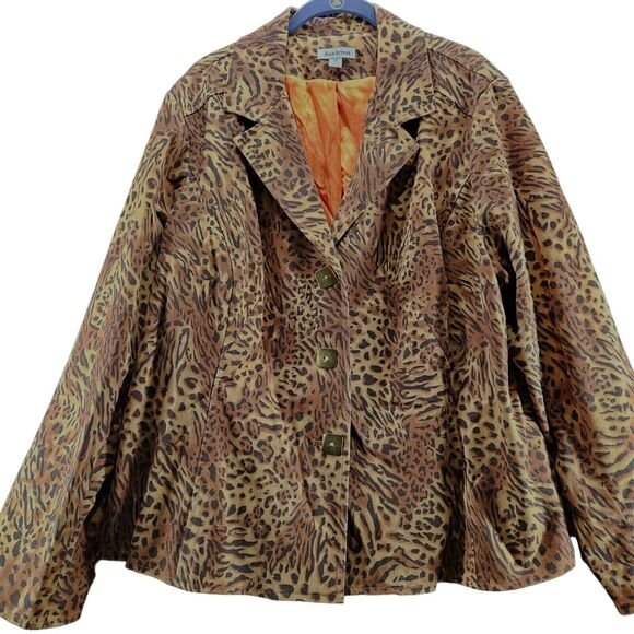 Joan Rivers Womens Jacket Multi-Color Size 2X Cotton Blend Button Close Pockets - Picture 1 of 11